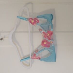 Floral Embroidery Sheer Unlined Bra Sz XL